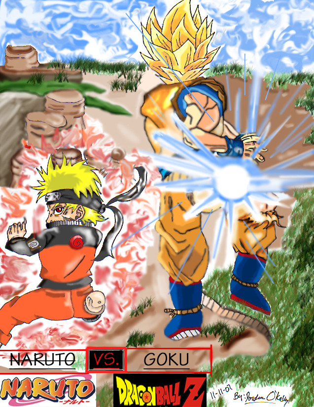 Demon Naruto vs. Super Saiyan Goku by demonofsand