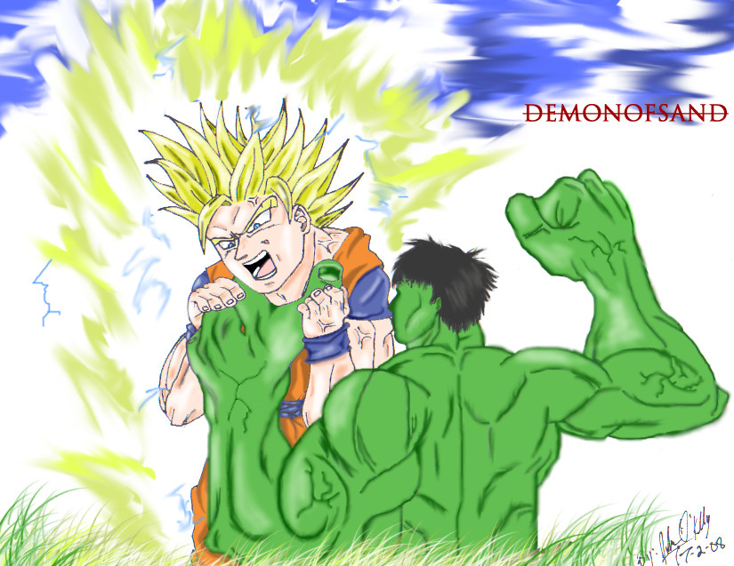 Goku vs. The Hulk by demonofsand