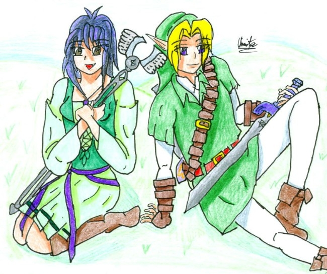 Link and Lynxie *request from RedLynx786* by demonwerewolf666