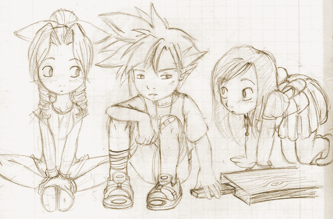 FFVII - Aerith Cloud and Tifa as kids by desiree