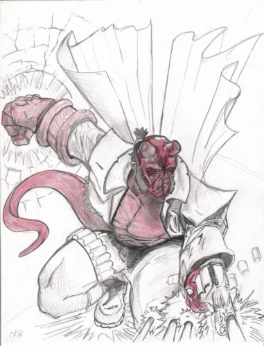 Hellboy w/color by diggs421