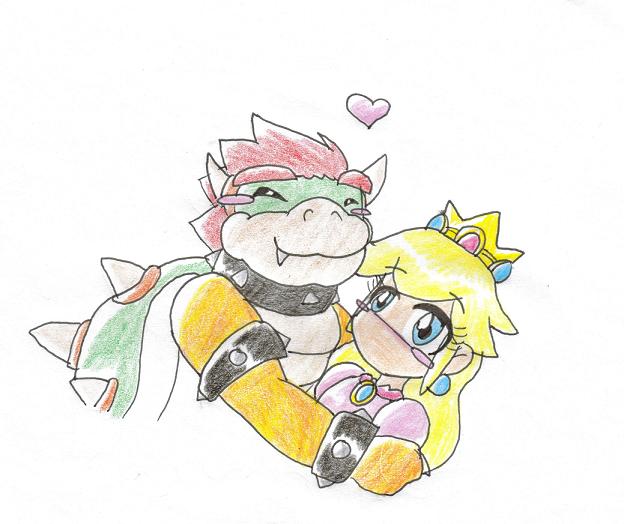 Bowser and Peach-Huggy! by dolphinprincess