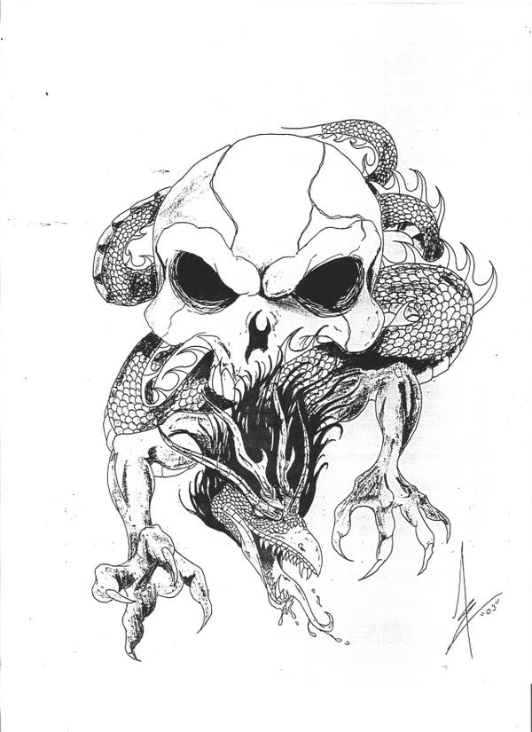 dragon skull by doublej21