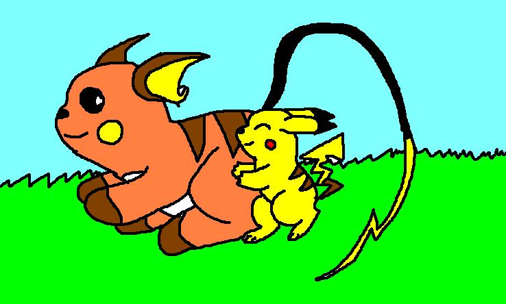 Raichu and her baby by dpfangirl