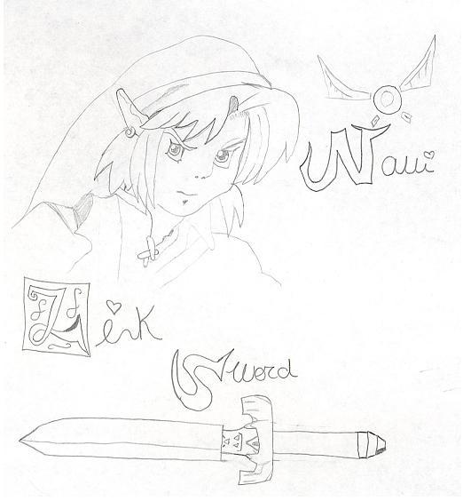 Link,Navi, and the Sword by dragon_tears
