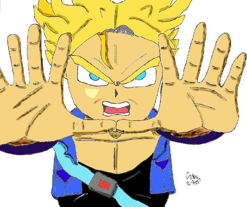 DBZ- Trunks- Burning Attack (colored) by dragongamer13