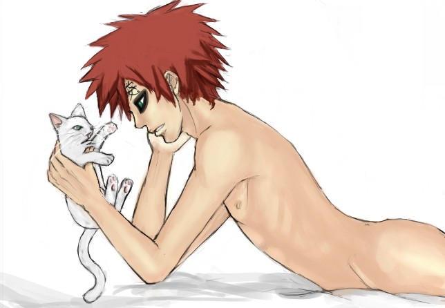 Gaara with a Kitty by dragonkitty1