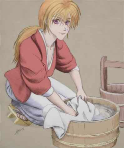 Kenshin Doing Laundry by duck113