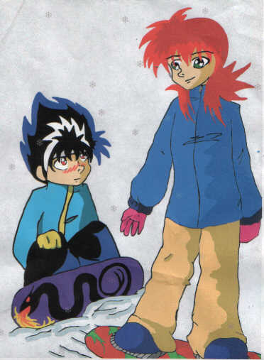 Hiei and Kurama snowboarding? by dustbunny