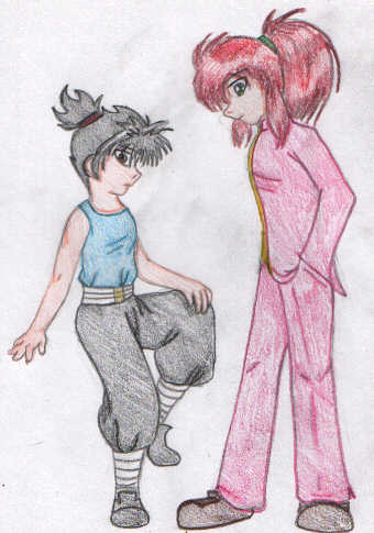 Hiei and Kurama ponytails by dustbunny