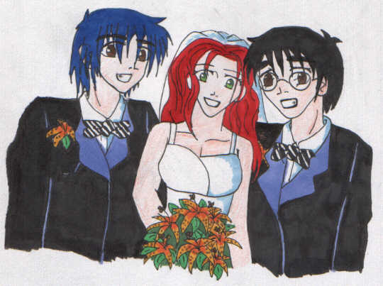 Lily and James wedding w/ Sirius by dustbunny