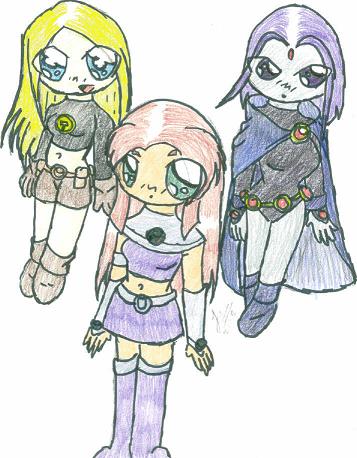The Femme Members...ARE CHIBI!!! (Colored) by EC_Grim_Reaper64
