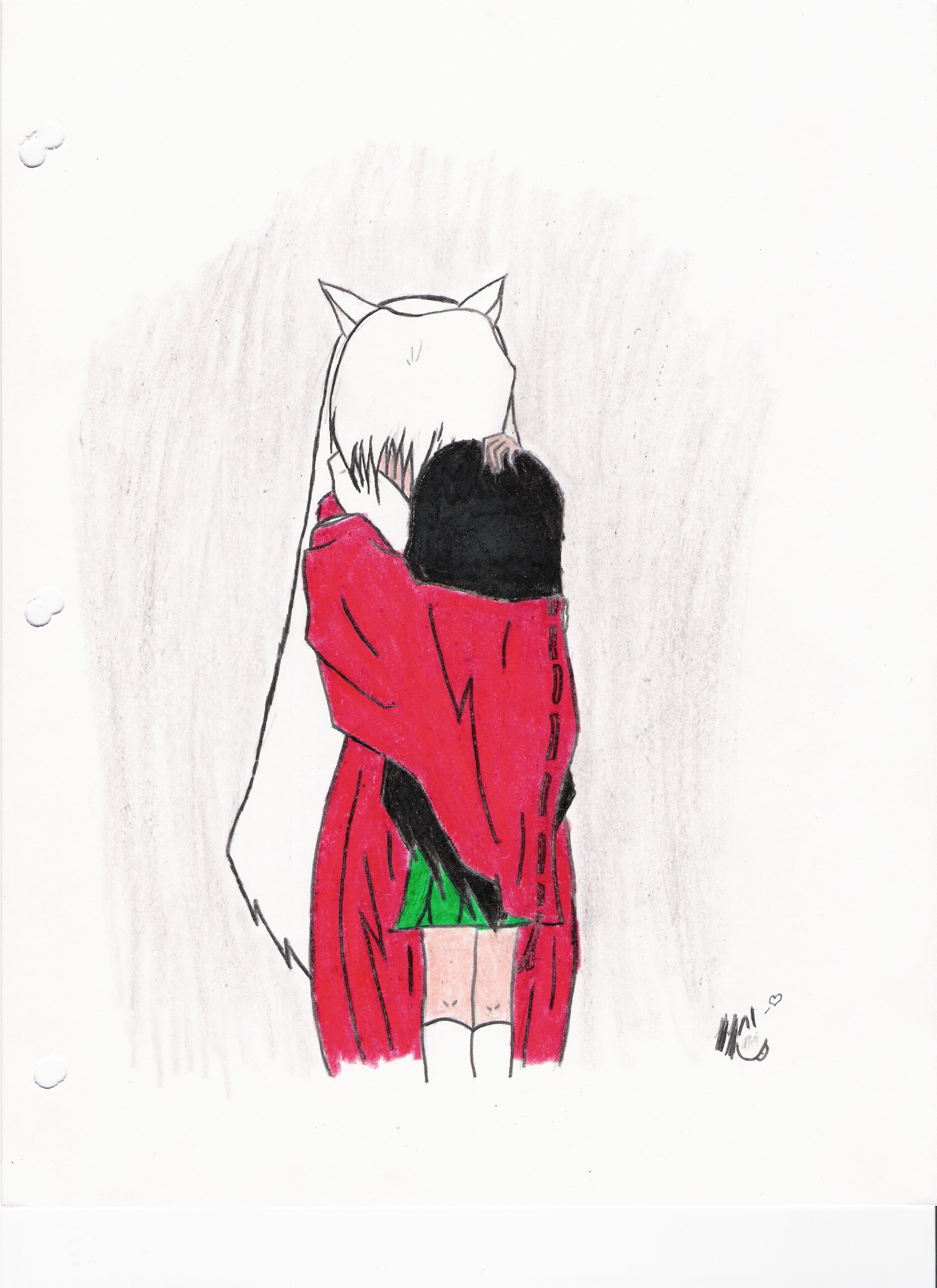 Inuyahsa & Kagome--Hug by Echo_in_the_Dark