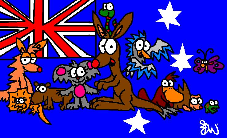Australian Cartoon Animals by