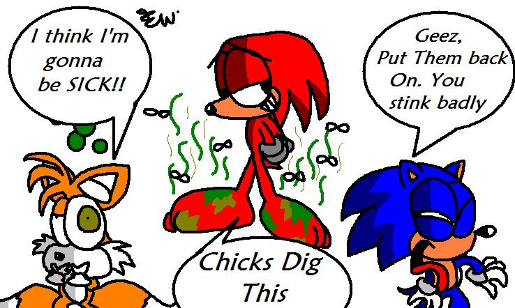 Knuckles with his Shoes off by Edge14