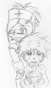 Sketch of Gaian Avi and Naruto by EffedUp