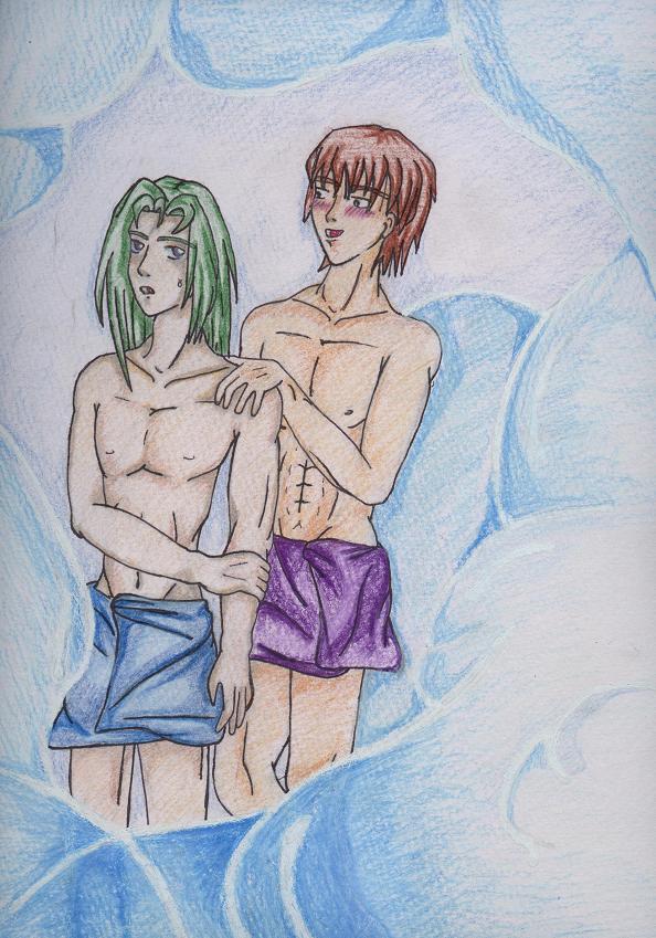 Bright&Elliot in the shower- drawn by my friend by Eggplant
