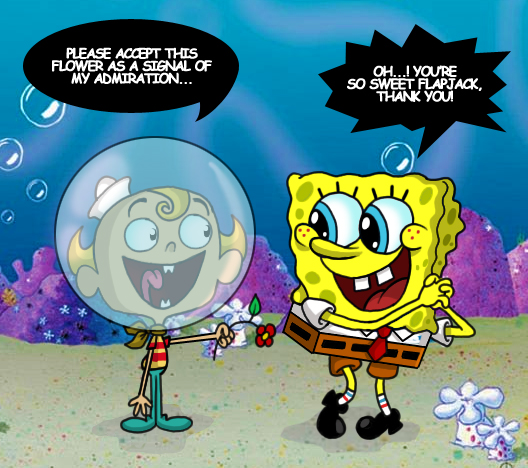 Flapjack meets Spongebob by Ekuhvielle