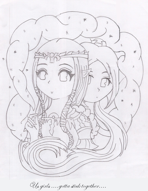 Princess Zelda and Mai Shiranui by Elegants
