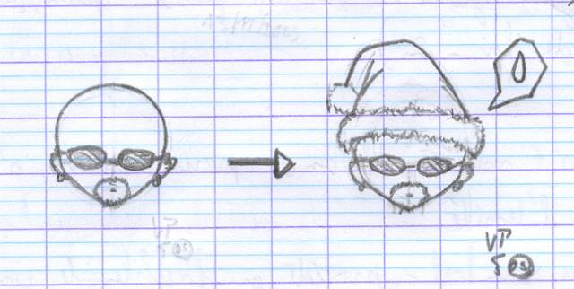ff7_rude01_chibi sd_bonnet de pere noel-sketch by Elfechobit