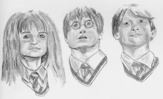 Hermione, Harry and Ron by Elvalia