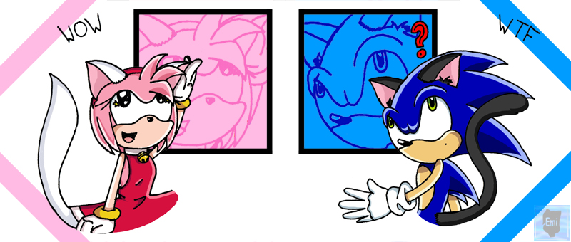 Sonic and Amy Cats by Emi