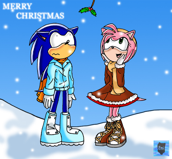 Winter Clothes Merry Christmas (Sonic and Amy) by Emi