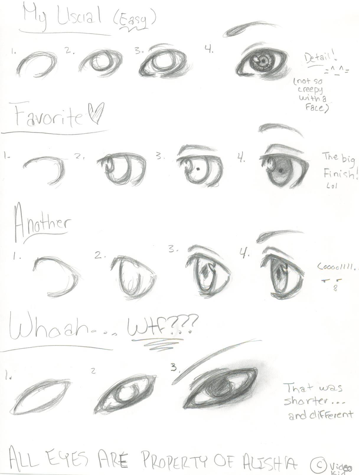 How to draw 4 styles of eyes by Emily_the_Strange
