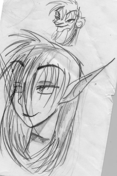 An Elf Headshot Sketch by Emphibivian