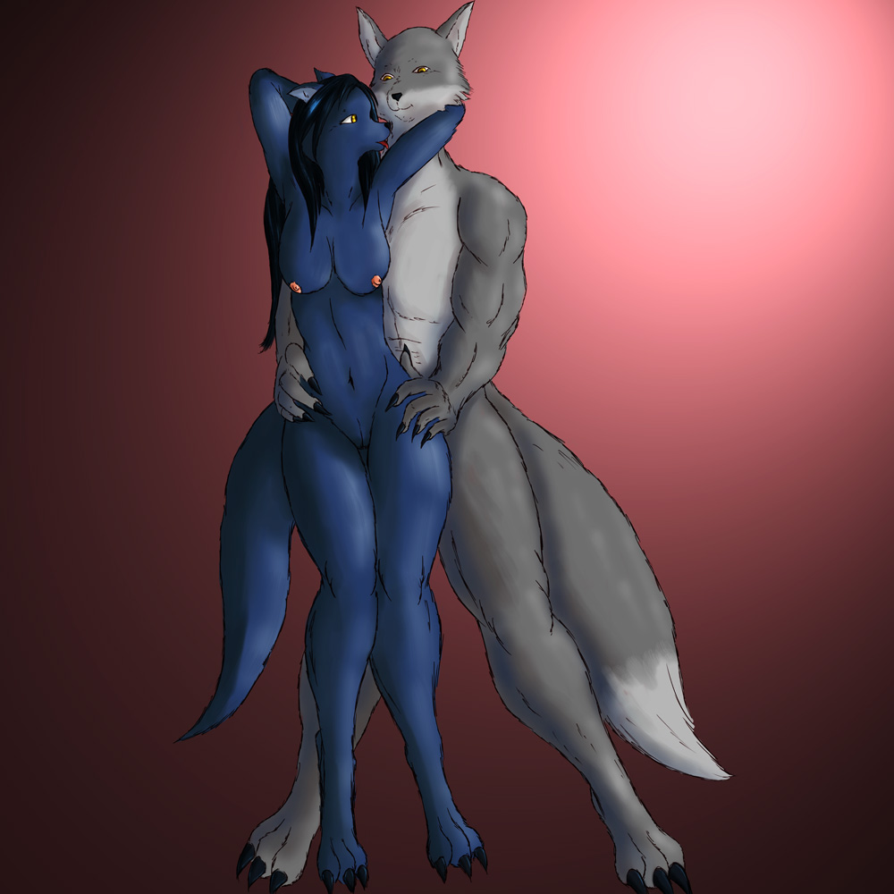 naked male fox and  naked female wolf by Epyon