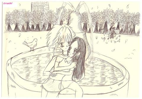 By the fountain (really rubbish) by Erushi-Hime