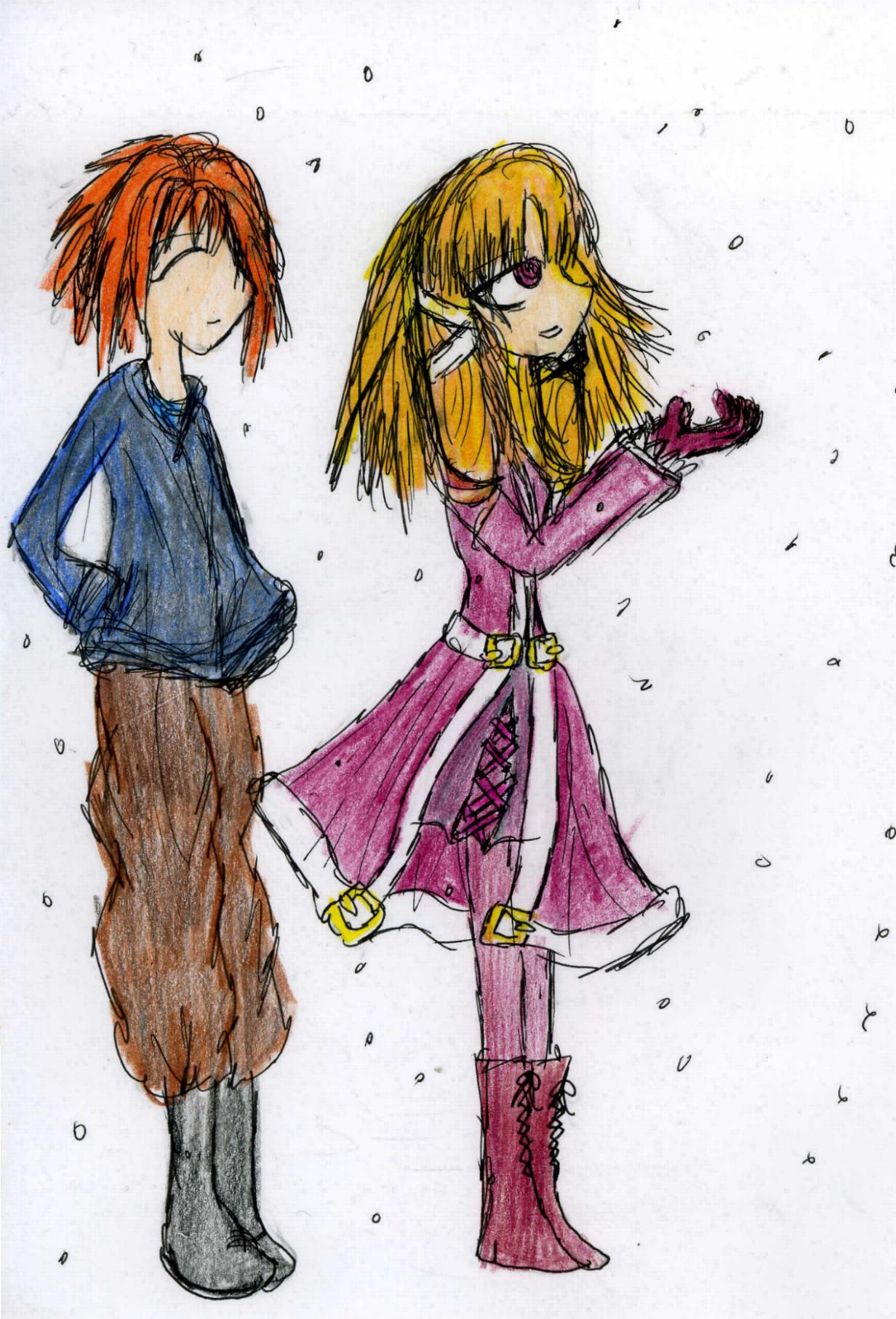 Ari & Marlene in the falling snow by Evil_Summoner