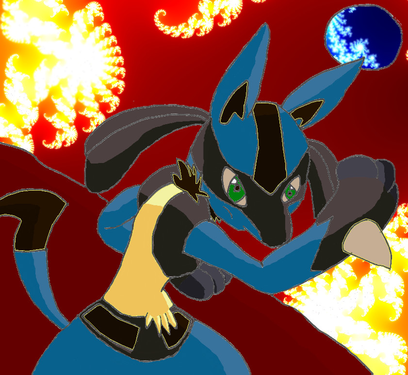 Lucario: Battle of fire by Exiled12Magawolf