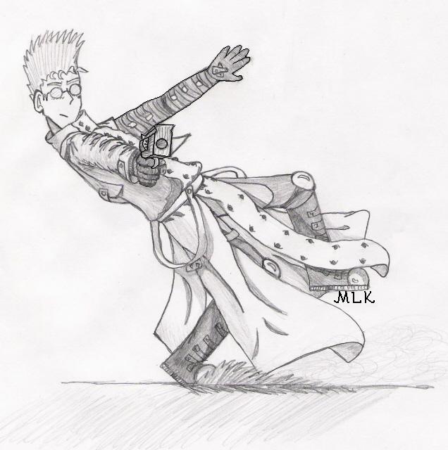 Vash in Action by echo-chan