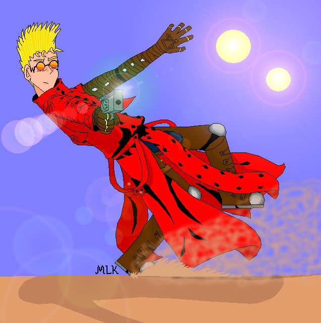 Vash in Action - Colored and Improved by echo-chan