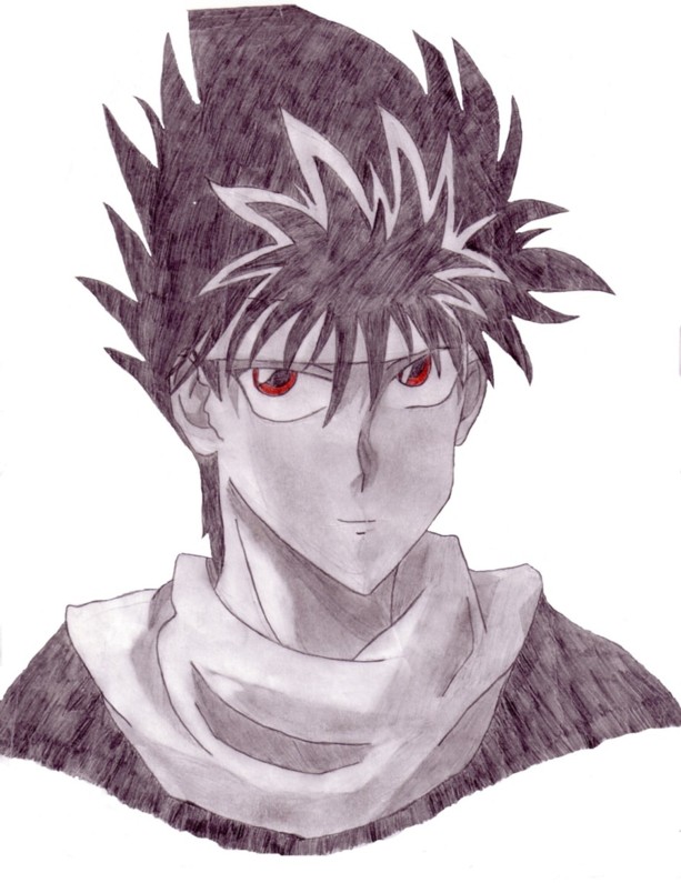 Hiei Smiling (errm, sort of) by eclipsedmoongoddess482