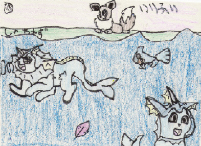vaporeons swimming by eevee_lover