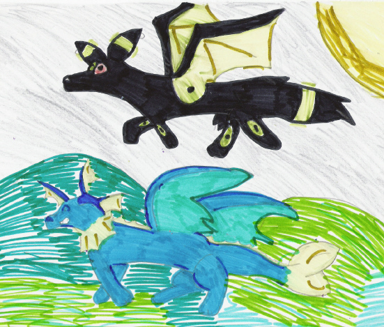 umbreon and vaporeon for ouija-phantom-wolf by eevee_lover