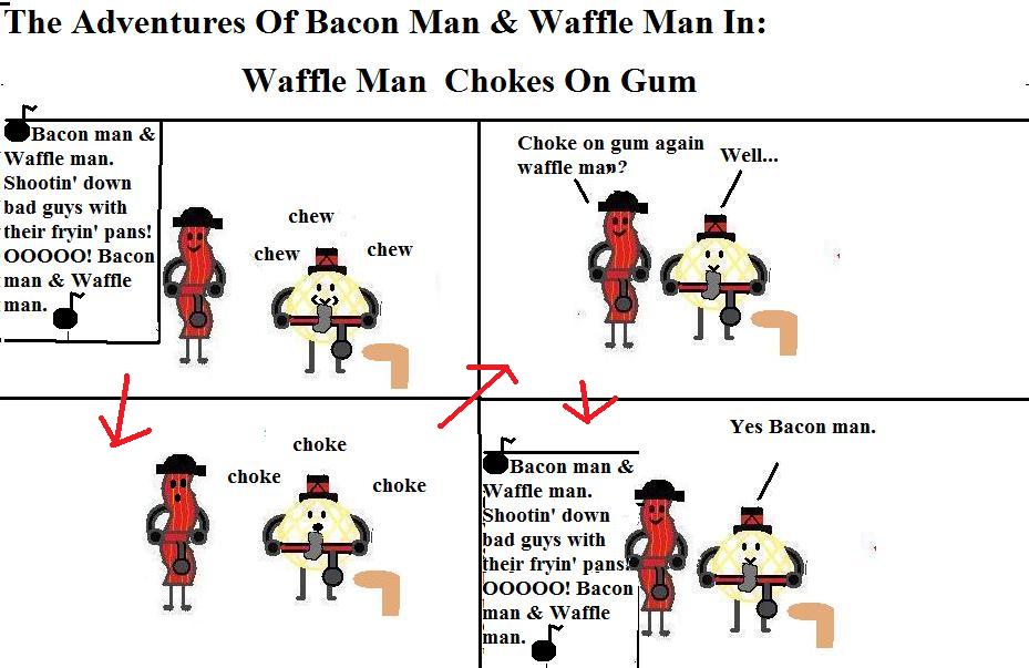 Bacon man and Waffle man V by elvisfan123