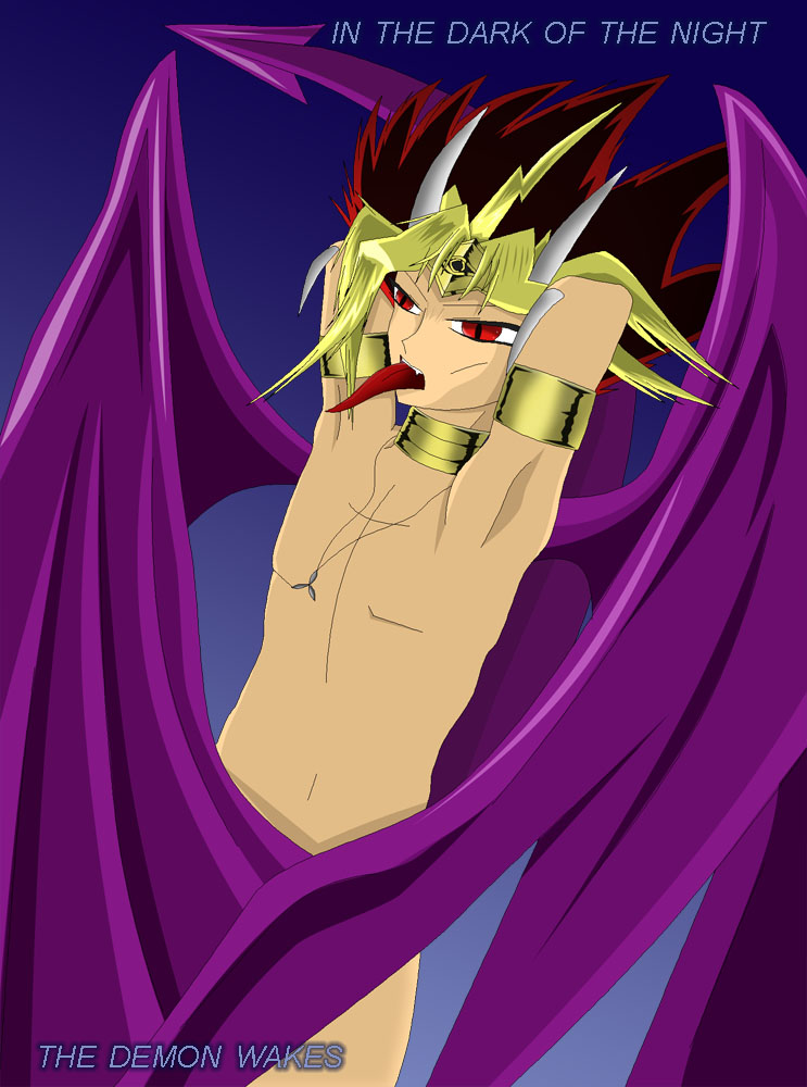 Demon Atemu (for slifertheskydragon) by emerald_fire2065