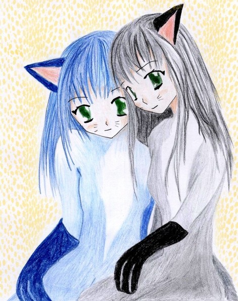 Felina and the Blue Cat by enkeli_kitten