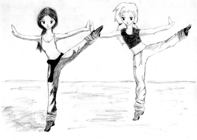 Ima and Elina at dance class by enkeli_kitten