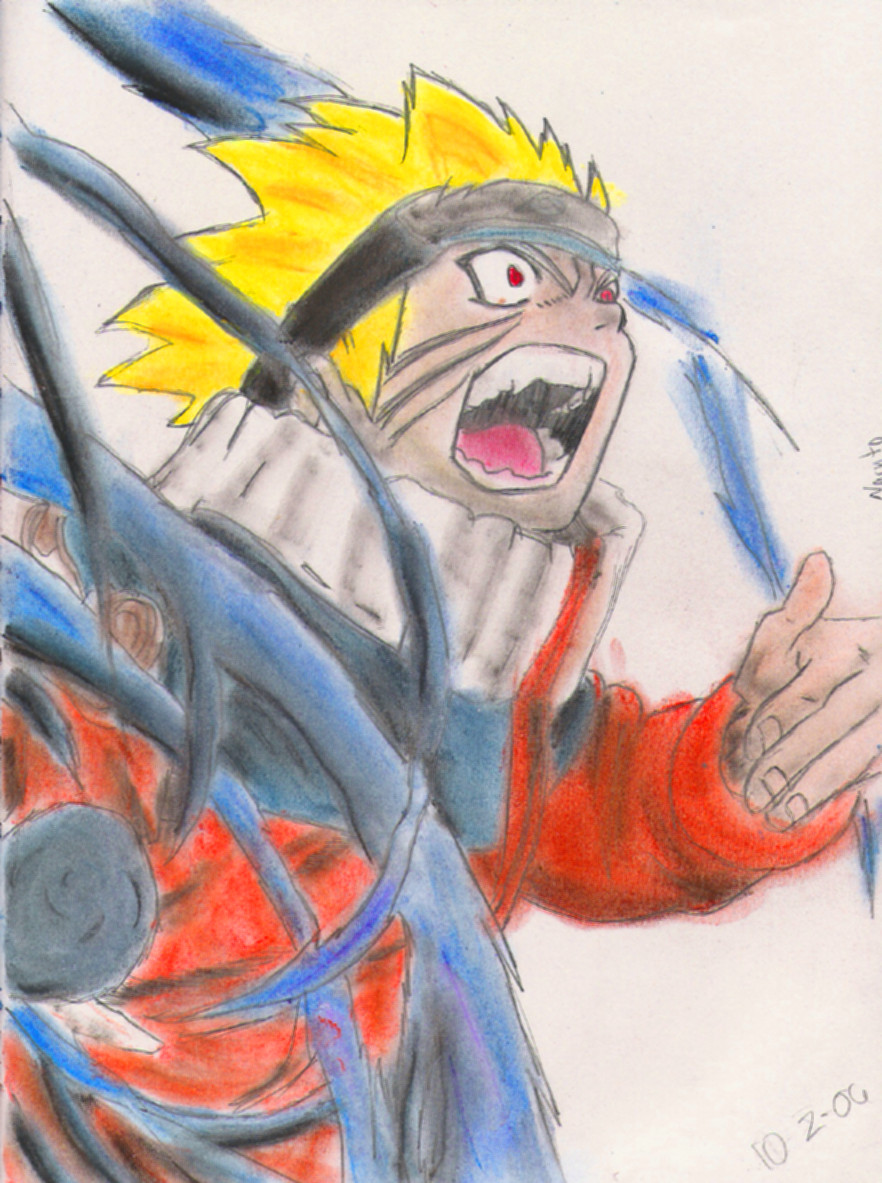 Nine-tailed naruto (COLORED) by eternal_wings15
