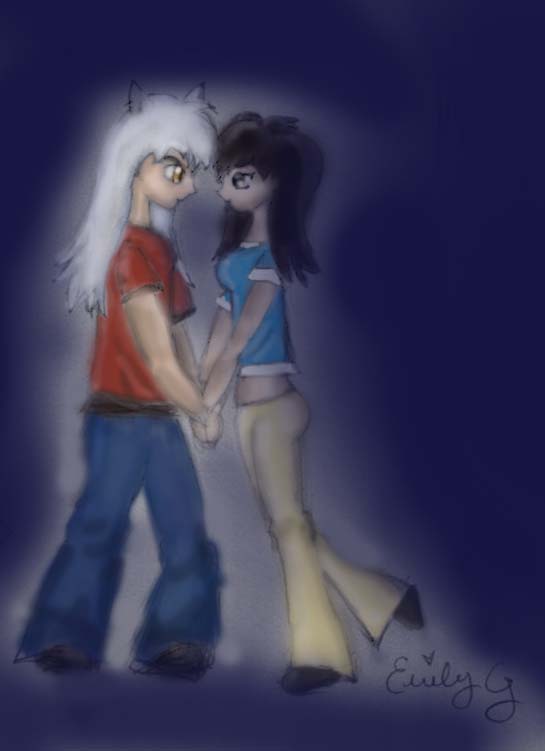 Inuyasha & Kagome modern day (colored version) by eva__x0x