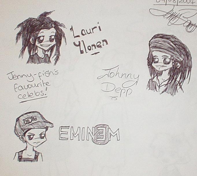 Lauri (The Rasmus), Johnny Depp and Eminem kyuties by FNs_Jennyfish