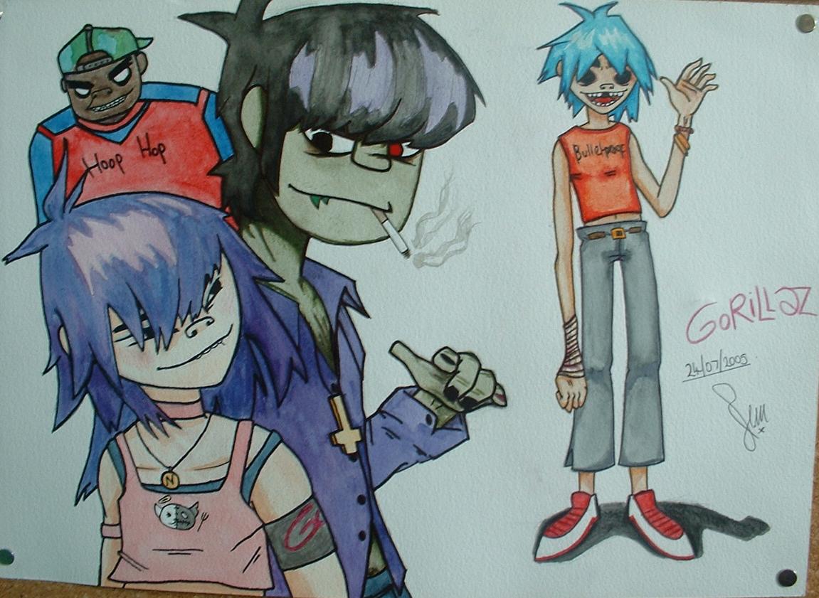 Gorillaz 2005 - Watercolour by FNs_Jennyfish