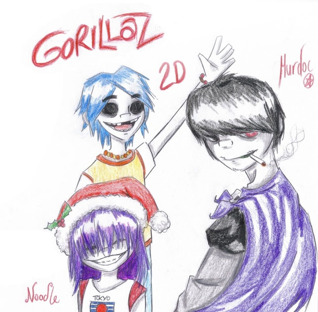 (Gorillaz) Murdoc, Noodle and 2D 2005 by FNs_Jennyfish