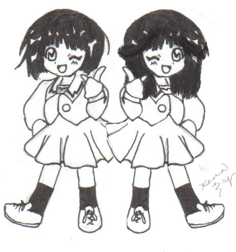 Chibi Risa and Riku by Fae
