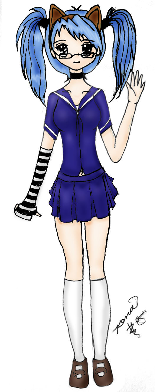Cosplayish-punky-schoolgirl- *colored* by Fae