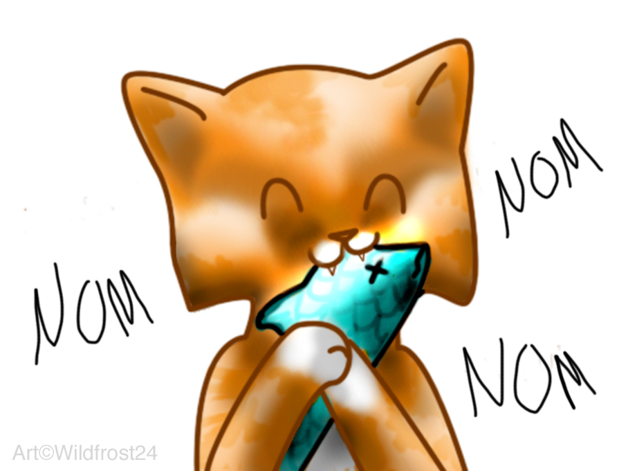 Kitty Eating a Fish by Fairygurl27